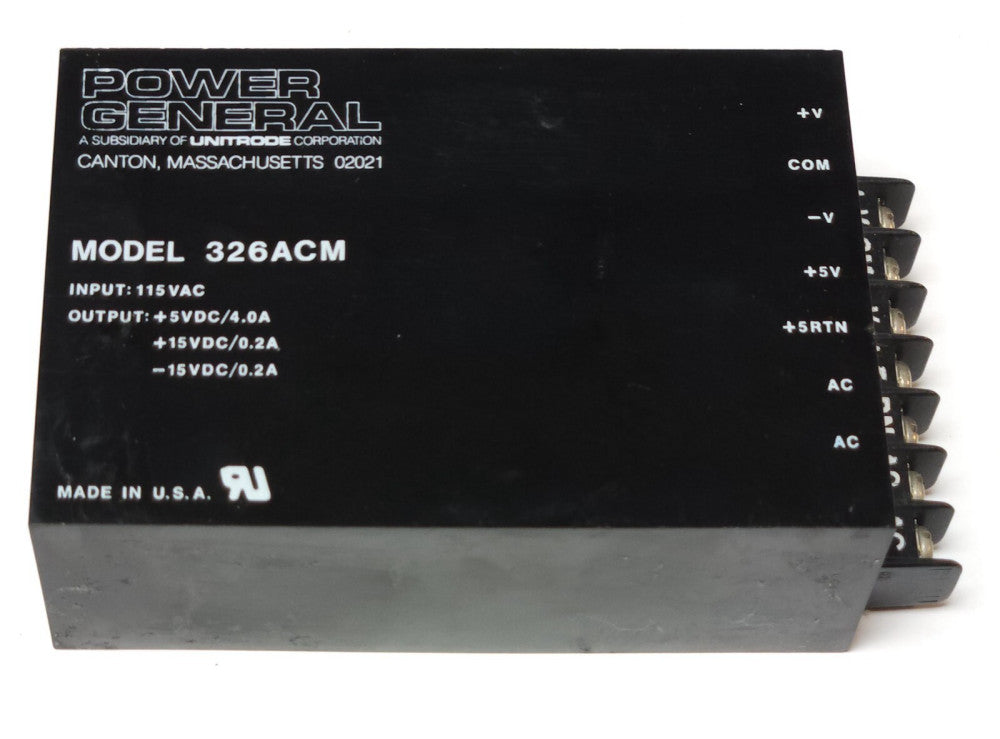UNITRODE POWER GENERAL MODEL 326ACM POWER SUPPLY MODULE Input 115 VAC Output 5DC