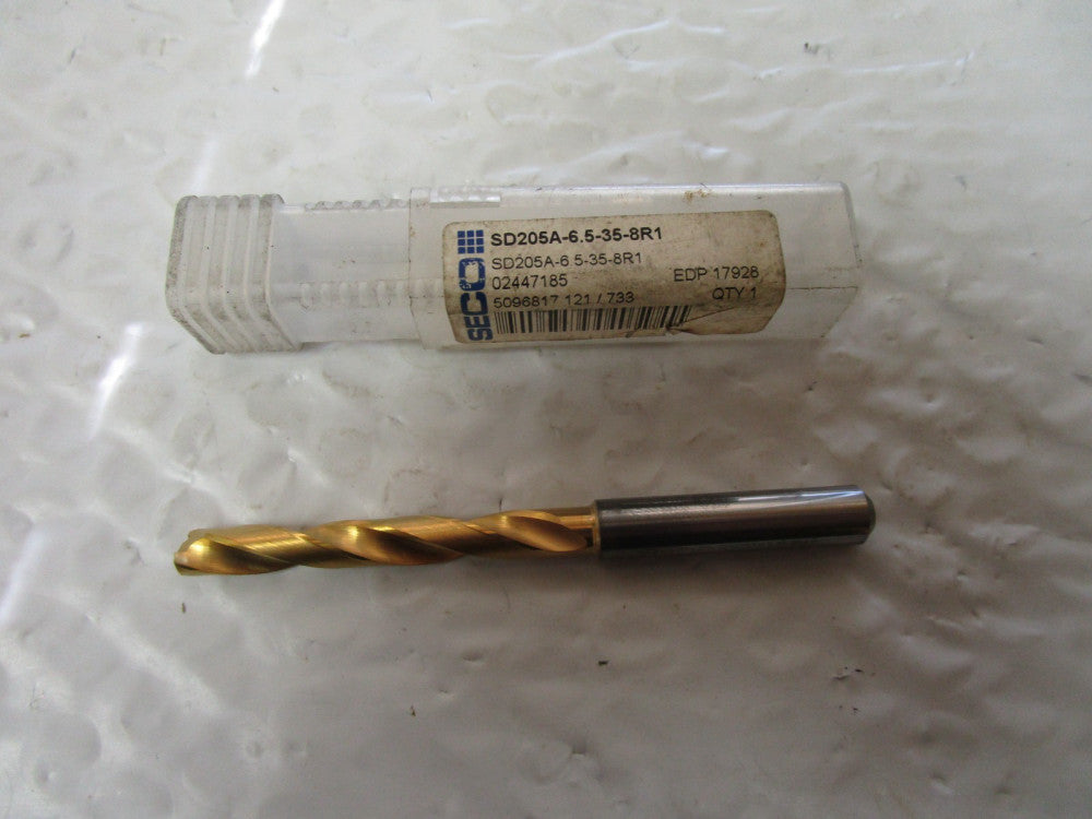 NEW SECO SD205A-6.5-35-8R1 SOLID CARBIDE SPIRAL DRILL.BIT