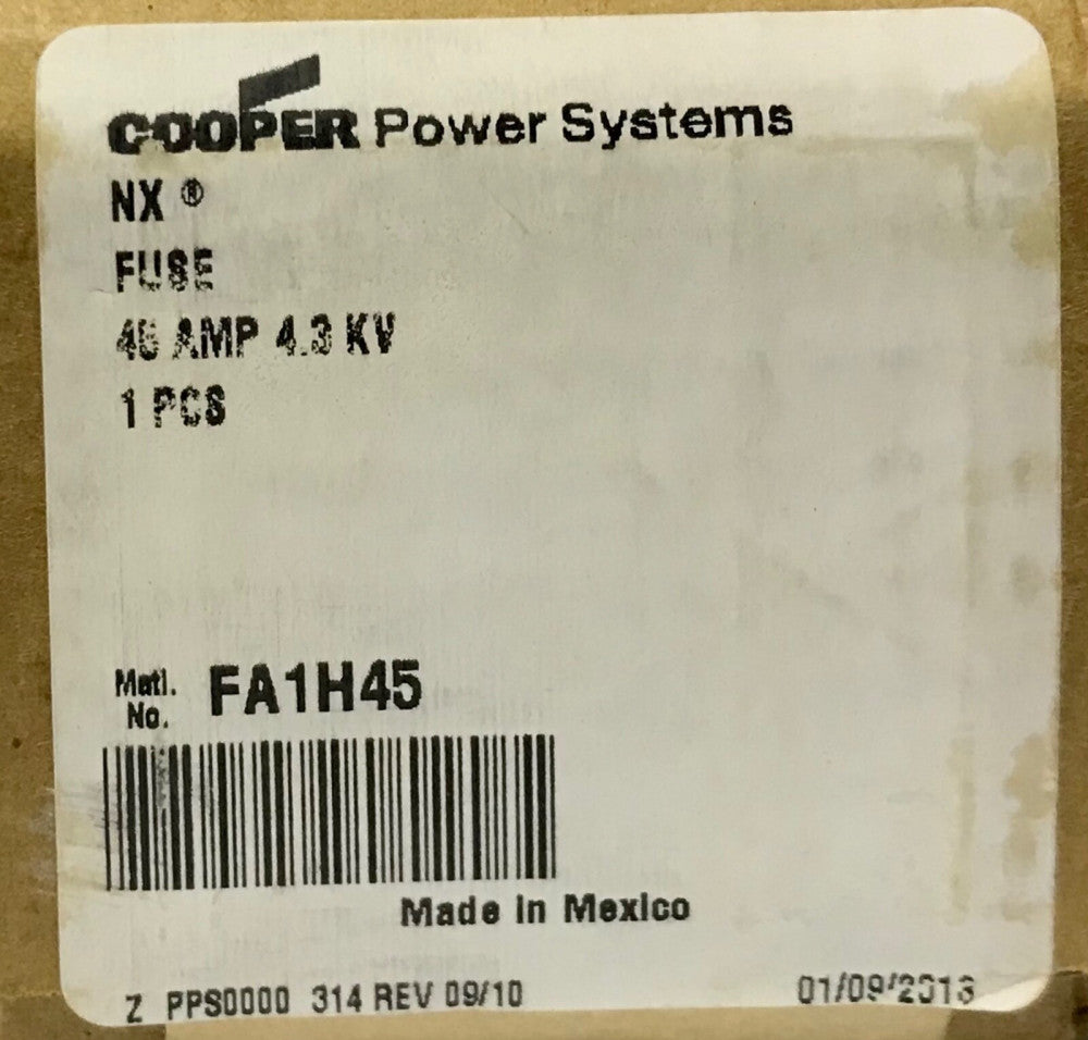 COOPER FA1H45 Type NX Fuse 45 AMP 4.3 KV
