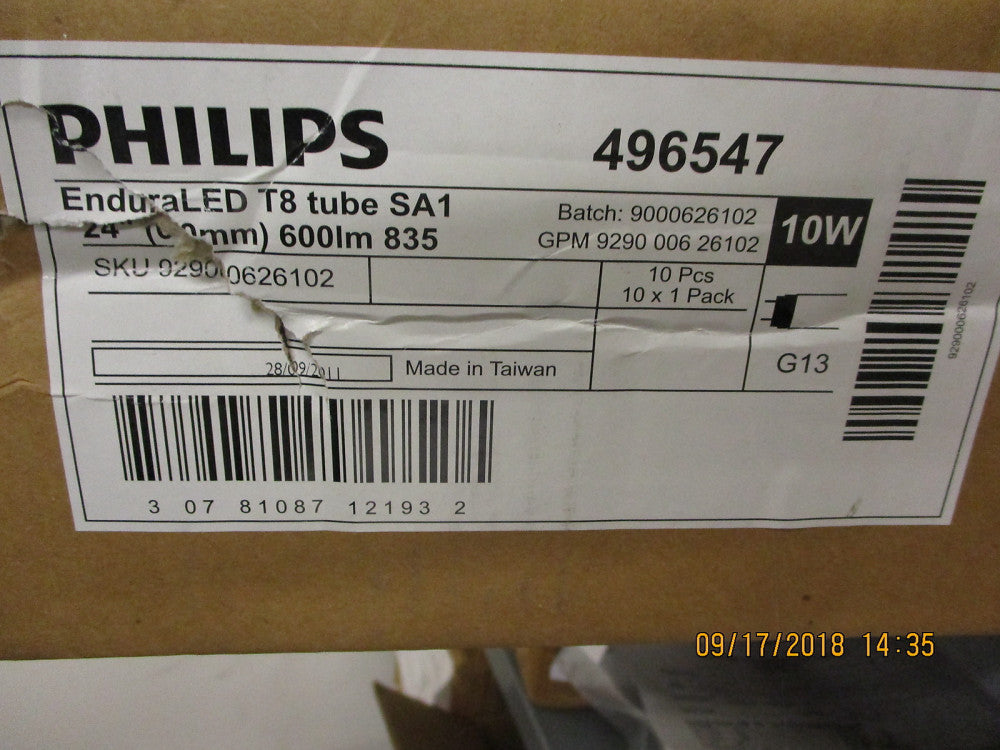 496547 Philips 10 watt Endura LED T8 24in 835 lamp BRAND NEW! LOT OF 10