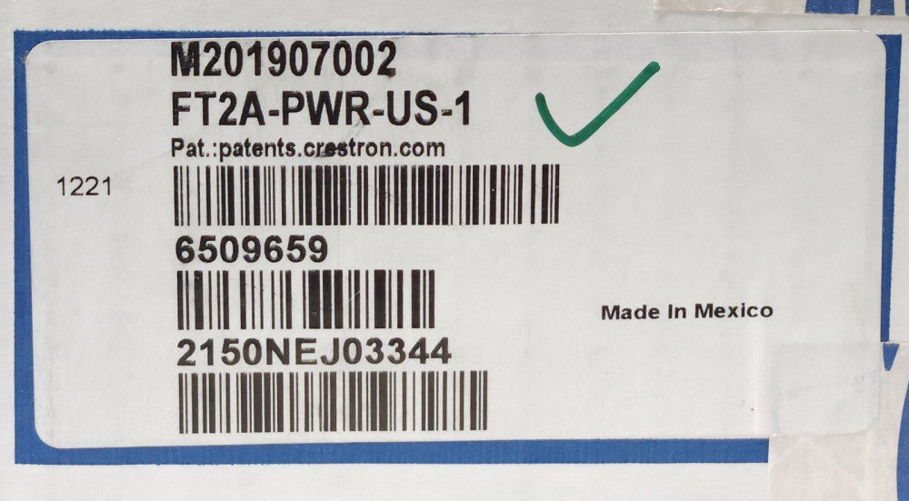 CRESTRON M201907002 AC Power Outlet Module for FT2 Series 6509659 FT2A PWR US 1