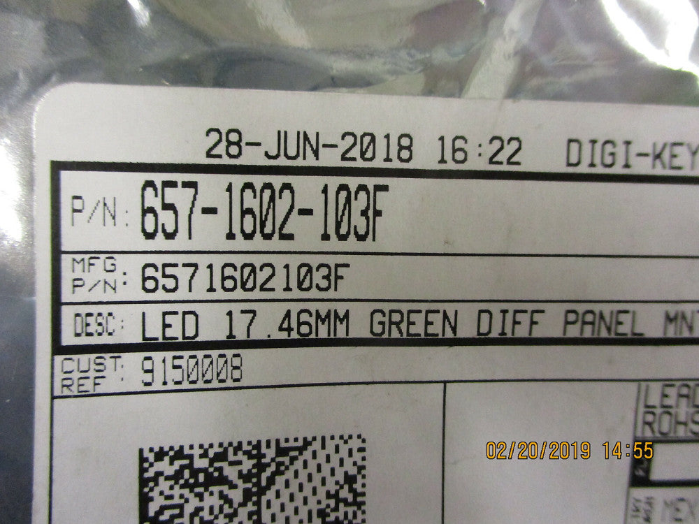 657-1602-103F Dialight LED 17.46MM GREEN DIFF PANEL MNT BRAND NEW! LOT OF 5 PCS