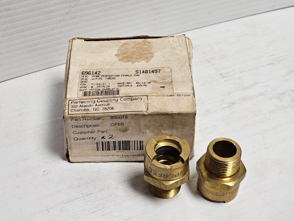 NEW LOT OF 2 PERFECTING BRASS MALE END COUPLING OF6B 3/4" NPT