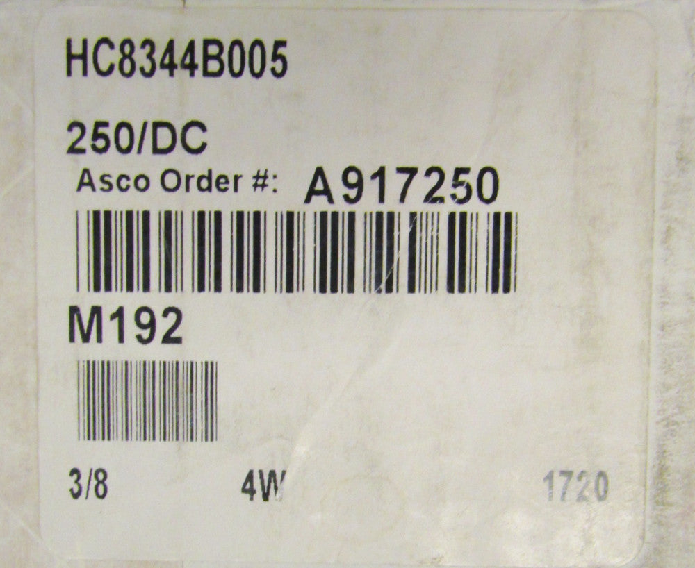 ASCO HC8344B005 250V DC 10-250 PSI Red Hat Solenoid Valve