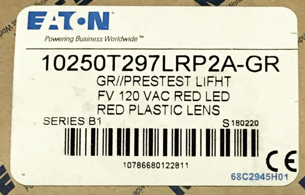 EATON 10250T2997LRP2A GR 120 VAC RED LED PRETEST Light