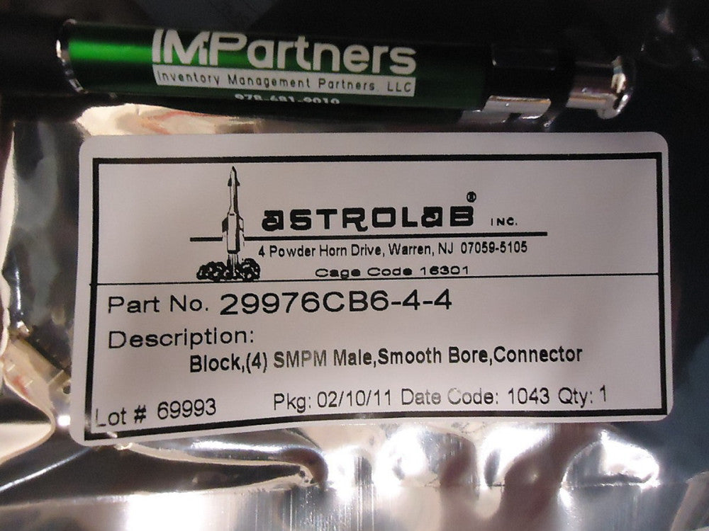 Astrolab 29976CB6-4-4 SMPM MALE, SMOOTH BORE, CONNECTOR. Brand New!