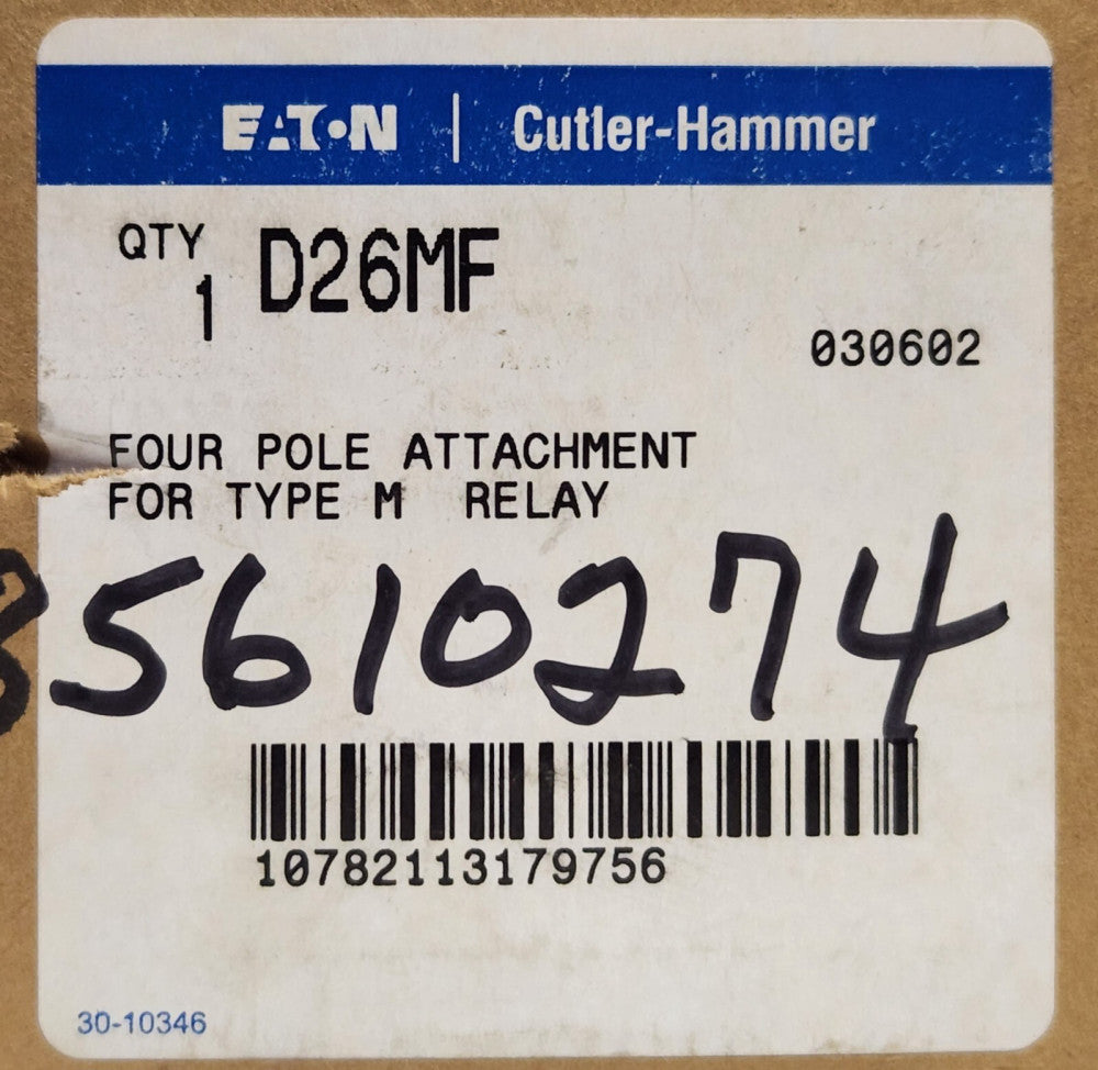 EATON CUTLER HAMMER D26MF 4 Pole Type M Relay Attachment
