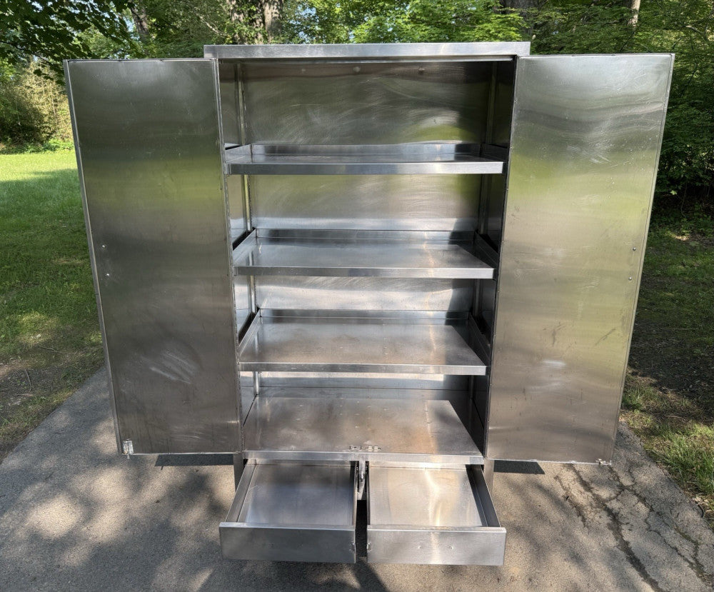 Heavy Duty Custom Stainless Steel Industrial Cabinet w/ Shelves on Casters