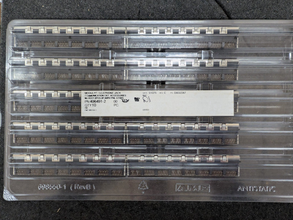 New, AMP/Tyco, 406491-2, CONN MOD JACK 8P8C R/A SHIELDED - Sold as Individuals