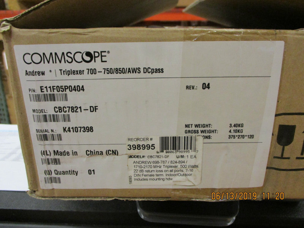 COMMSCOPE-E11F05P04. Triplexer 700 and 750/Cellular/AWS and PCS
