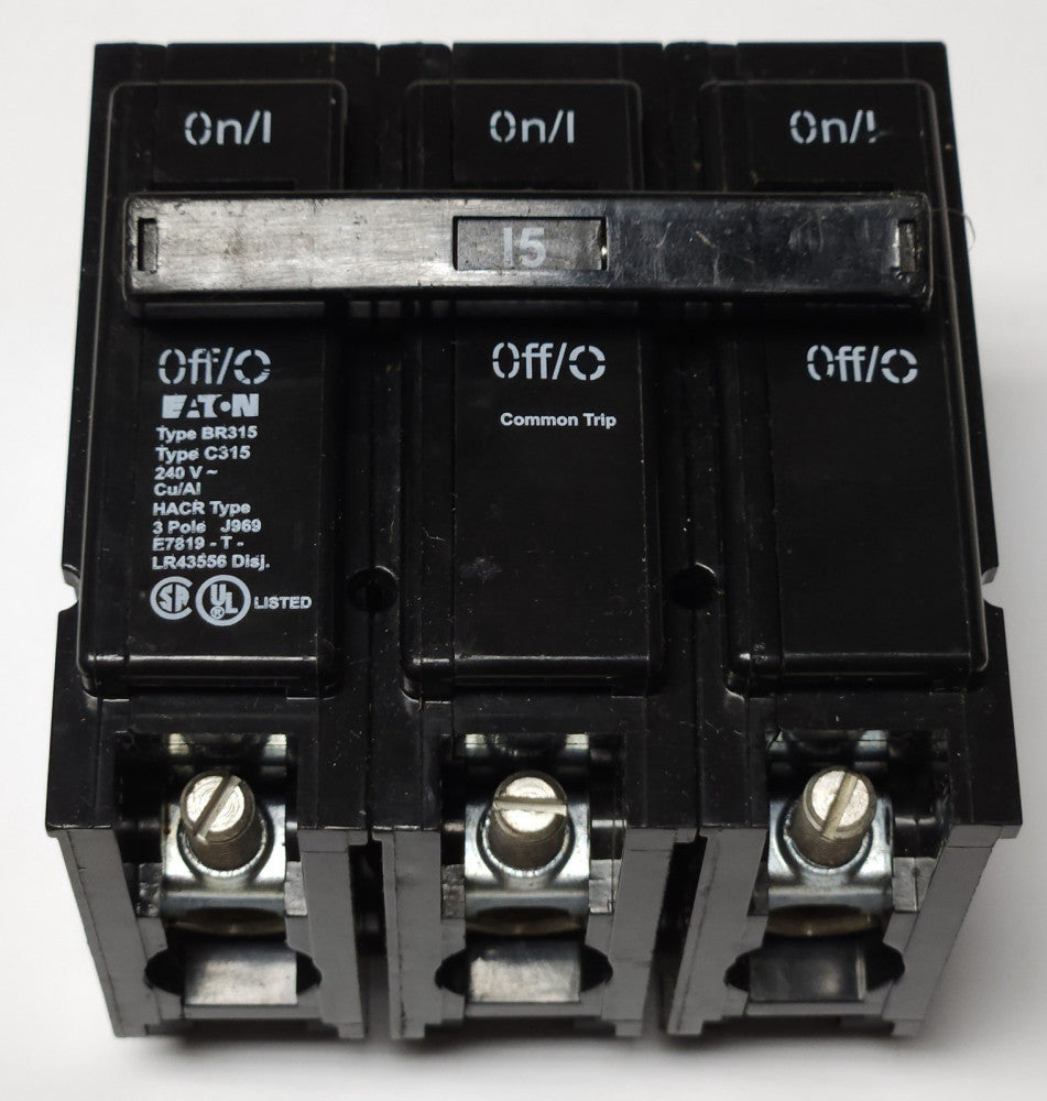 EATON CUTLER HAMMER BR315 3 Pole 15 AMP Type BR Circuit Breaker