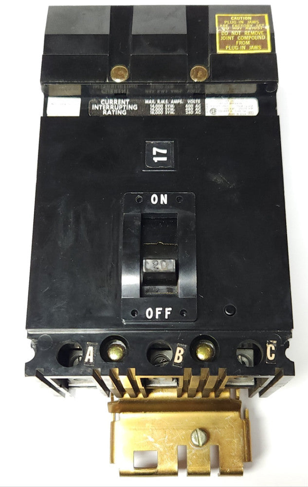 SQUARE D FA36020 3 Pole 20 AMP Type FA I Line Circuit Breaker
