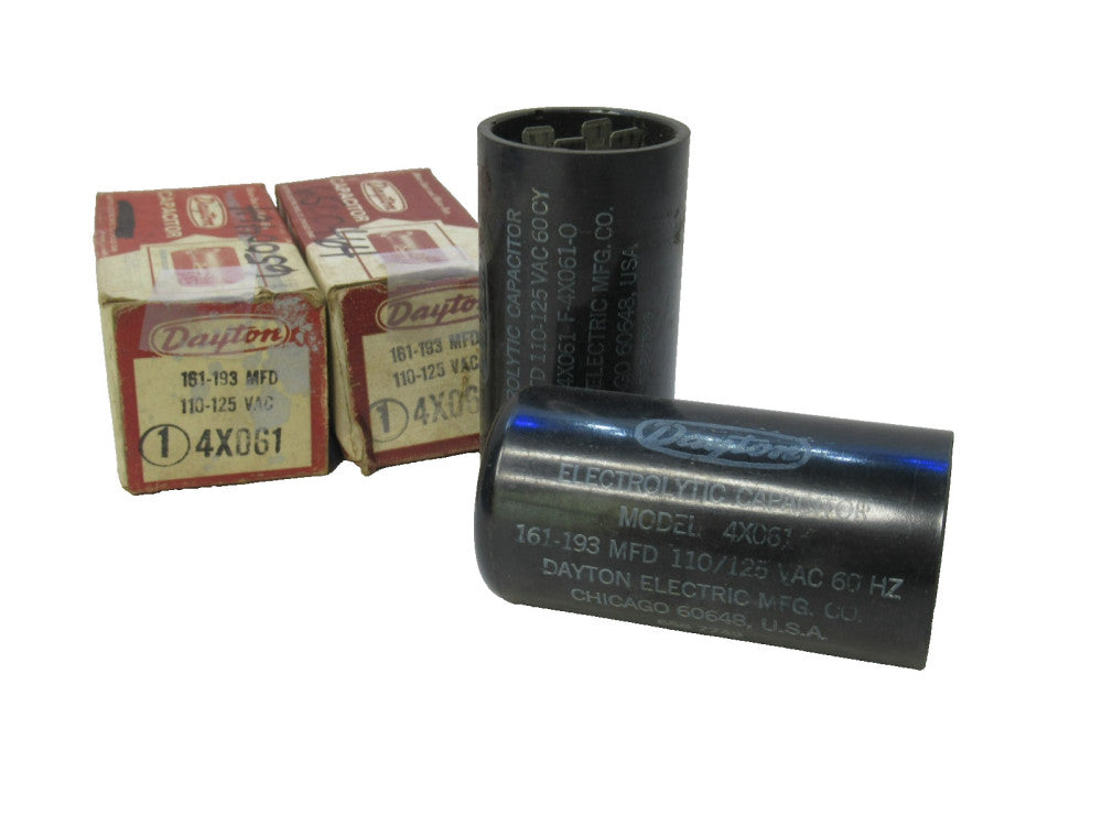 Dayton 4X061 161-193mfd 110-125Vac Capacitor (New - Lot of 2)