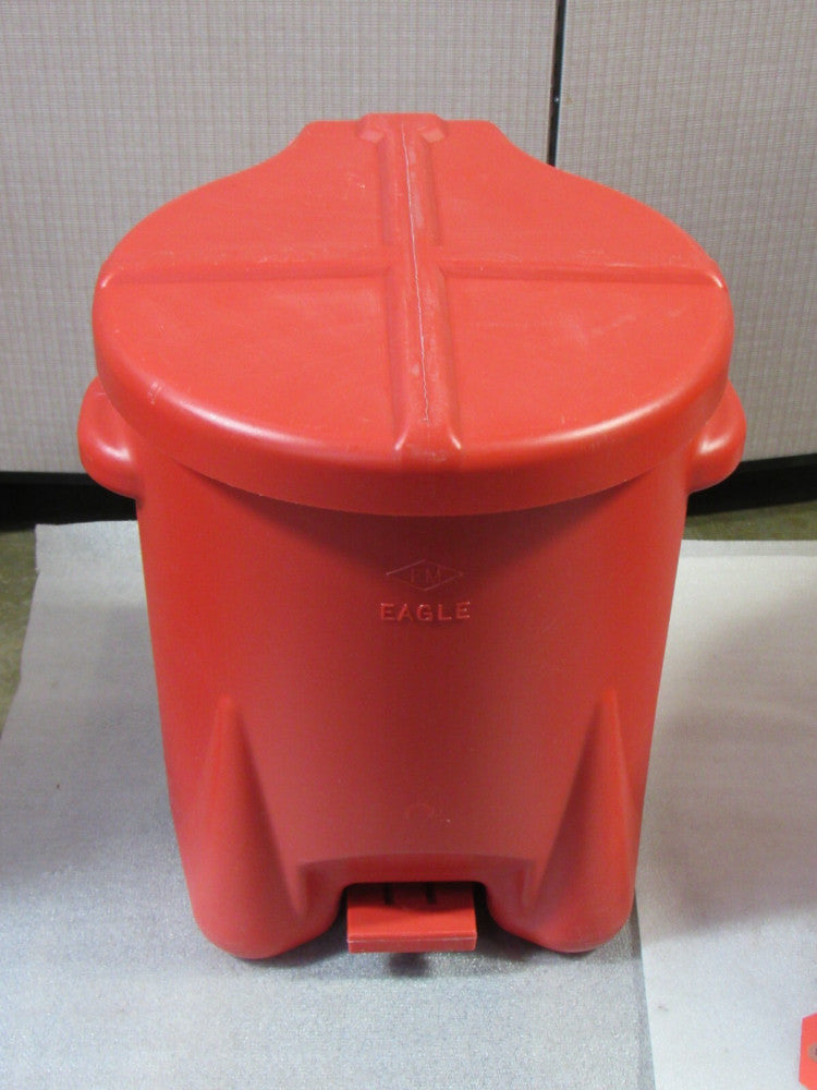 EAGLE 6 GAL GALLON RED PLASTIC FOOT OPERATED COMBUSTIBLE WASTE CONTAINER 943-BIO