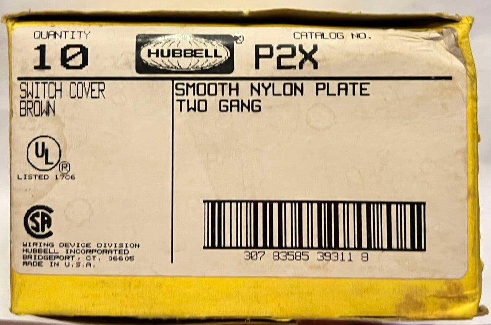 (BOX OF 10) HUBBELL P2X Switch Cover BROWN Smooth Nylon Plate 2 Gang