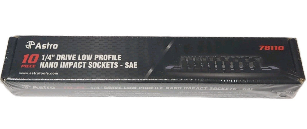 SEALED ASTRO 78110 NANO IMPACT Socket Set of 10 1/4" Low Profile SAE SOCKETS 3/1