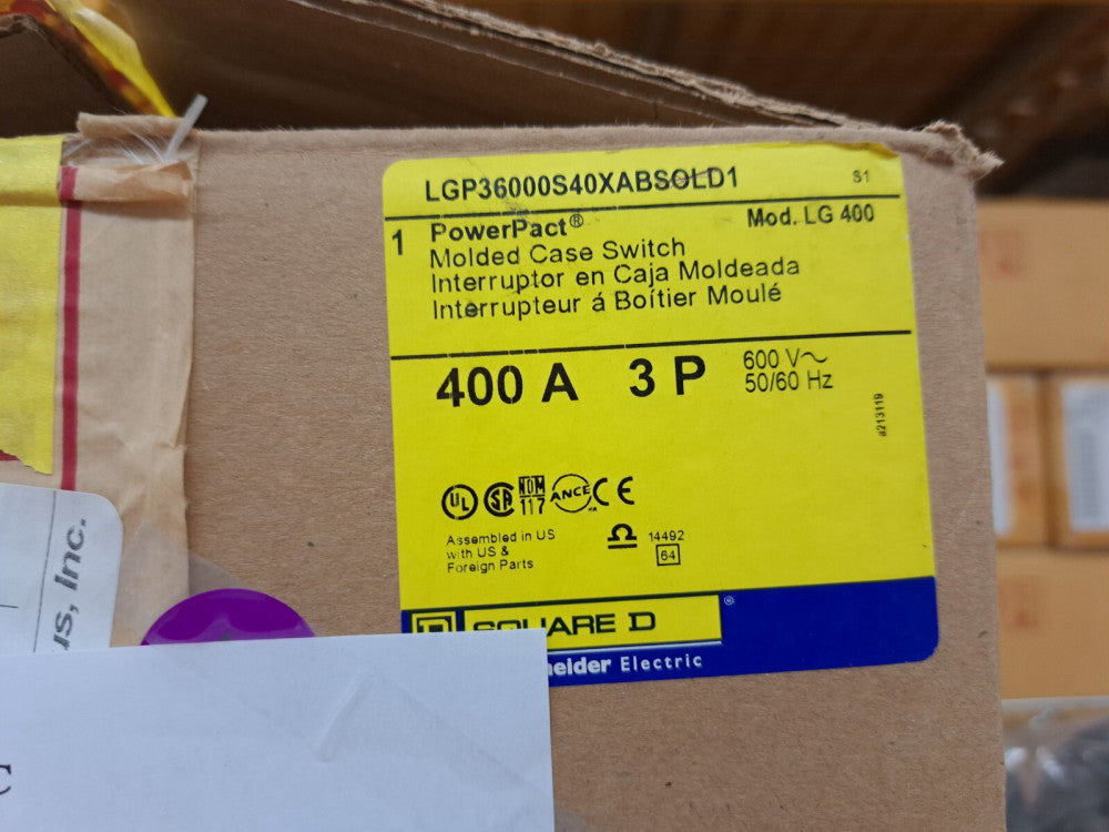 New, Square D, LGP36000S40XABSOLD1, 400A, 600V, 3 Pole Circuit Breaker