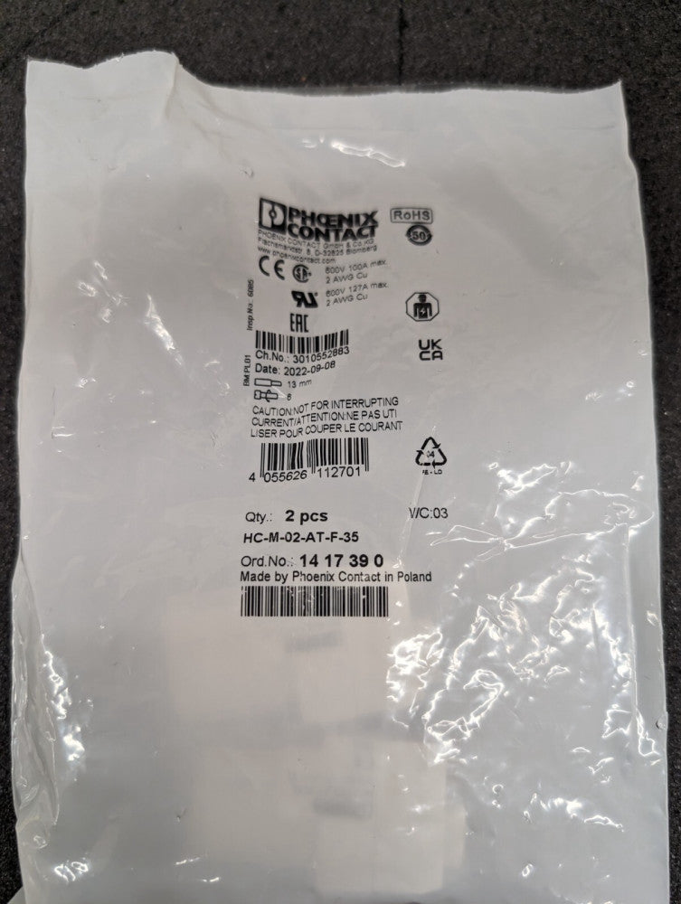 New, Phoenix Contact, 1417390, MODULE FEMALE 2POS SCREW - Lot of 2pcs
