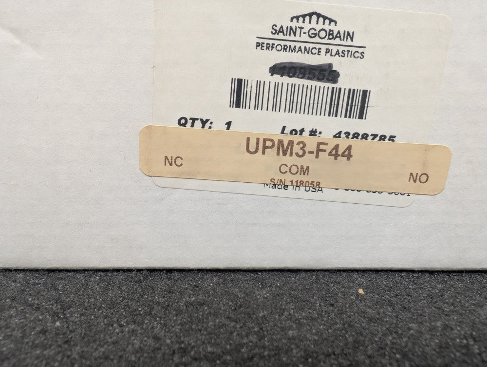 New, Furon, UPM3-F44, Actuated 3-Way Diaphragm Valve