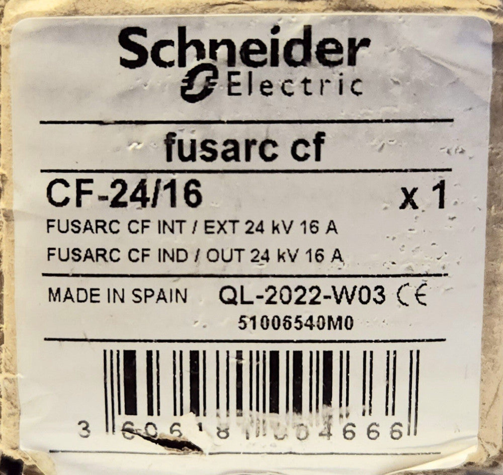 SCHNEIDER ELECTRIC CF-24/16 51006540M0 Fusarc CF 24 KV 16 AMP 40 KA 50 AMP Fuse