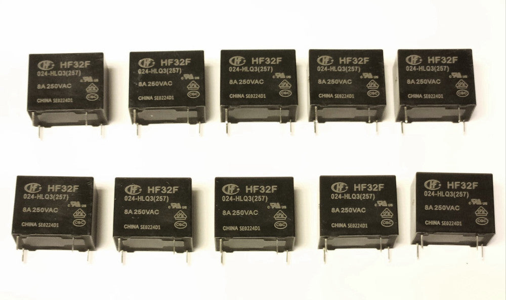 LOT OF 10 HONGFA HF32F 024 HLQ3 8 AMP 250 VAC SEO224D1 4 Pin Relay 45274010608