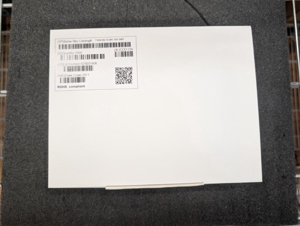 New, Same Sky, TS04-66-70-BK-160-SMT, SWITCH TACTILE SPST-NO 0.05A - Lot of 1000
