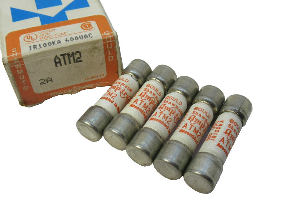 (NEW - Box of 5) GOULD SHAWMUT ATM2 2 A Amp Amp-Trap Fuse