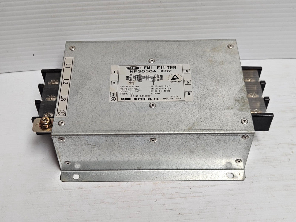 Soshin EMI Filter NF3050A-KG2 50 A Amp 250Vac - Used