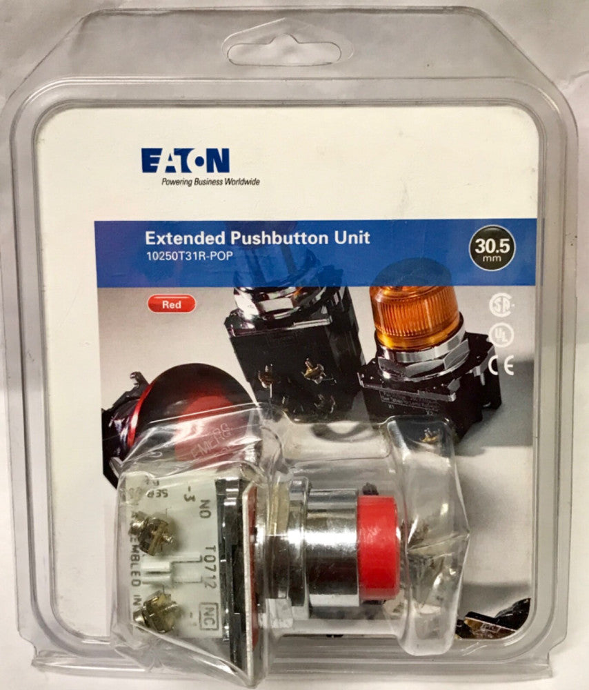 EATON 10250T31R POP RED Extended Pushbutton 10250ED1302 2 STOP Legend Plate