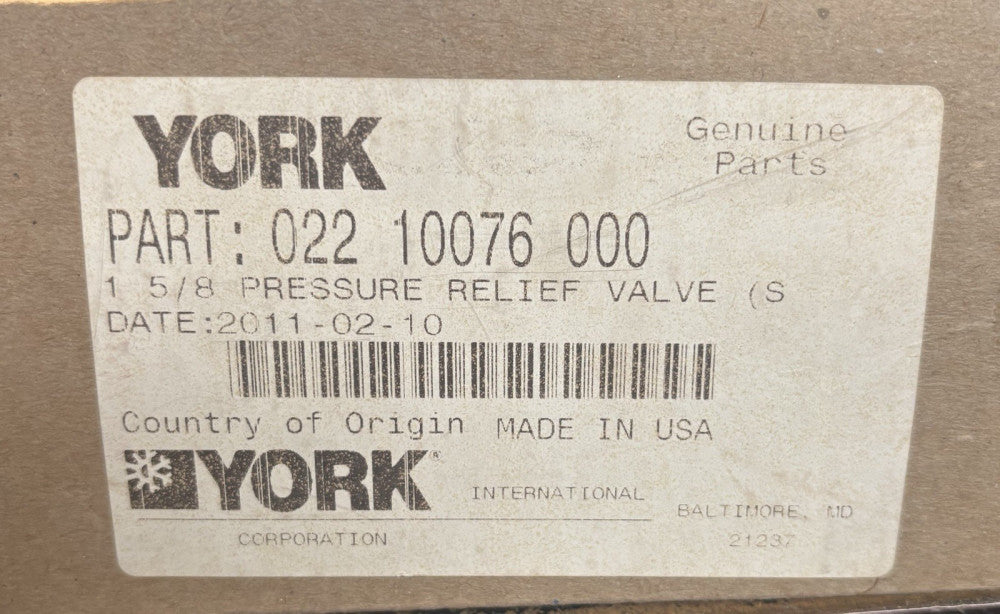 YORK 022 10076 000 MUELLER Industries B-34580 1 5/8 Pressure Relief Valve B34580