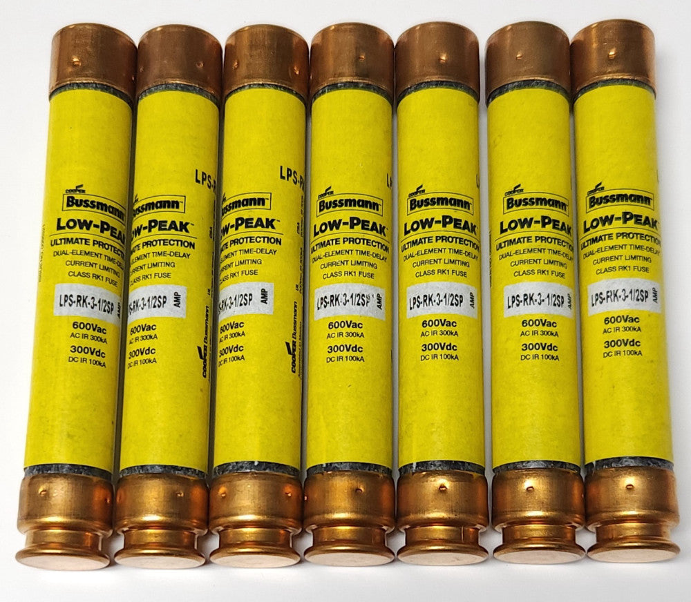 LOT OF 7 COOPER BUSSMANN LPS RK 3-1/2SP 3.5 AMP 600 VAC 300 VDC Low Peak Fuse AC