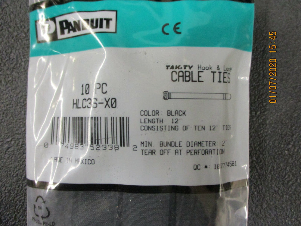 Panduit - HLC3S-X0 - Hook and Loop Cinch Cable Tie, 12-Inch, Black (10-Pack)
