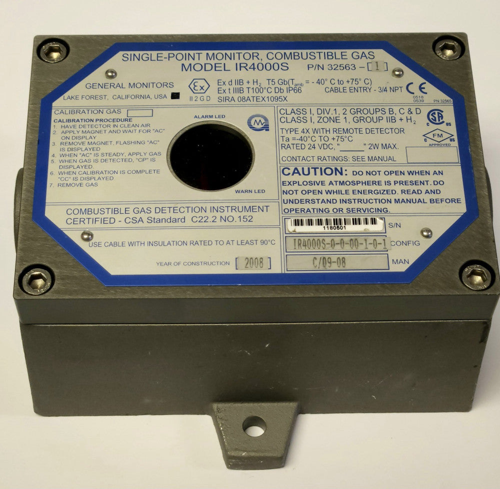 GM GENERAL MONITORS Model IR4000S Combustible Gas Single Point Monitor 32563-1