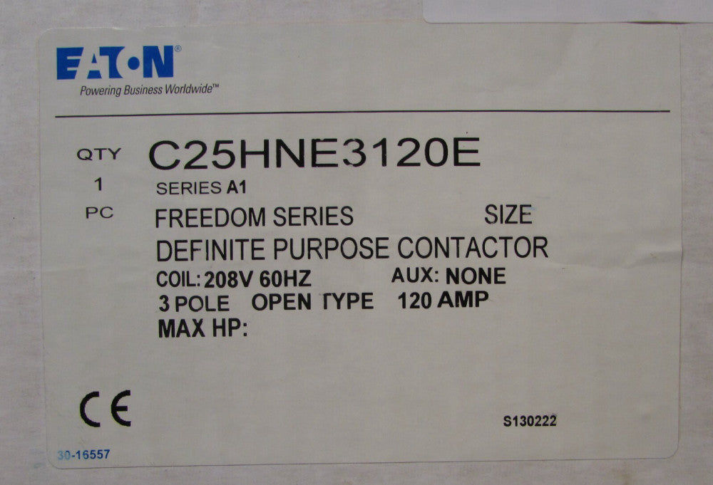 EATON CUTLER HAMMER Definite Purpose Contactor 3 Pole 120 Amp 208V C25HNE3120E