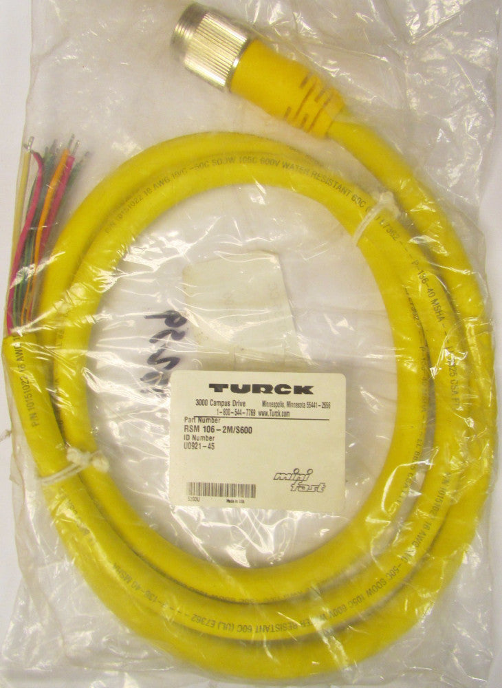 TURCK RSM 106 2M S600 Mini Fast Cord Set U0921 45 RSM 106-2M/S600