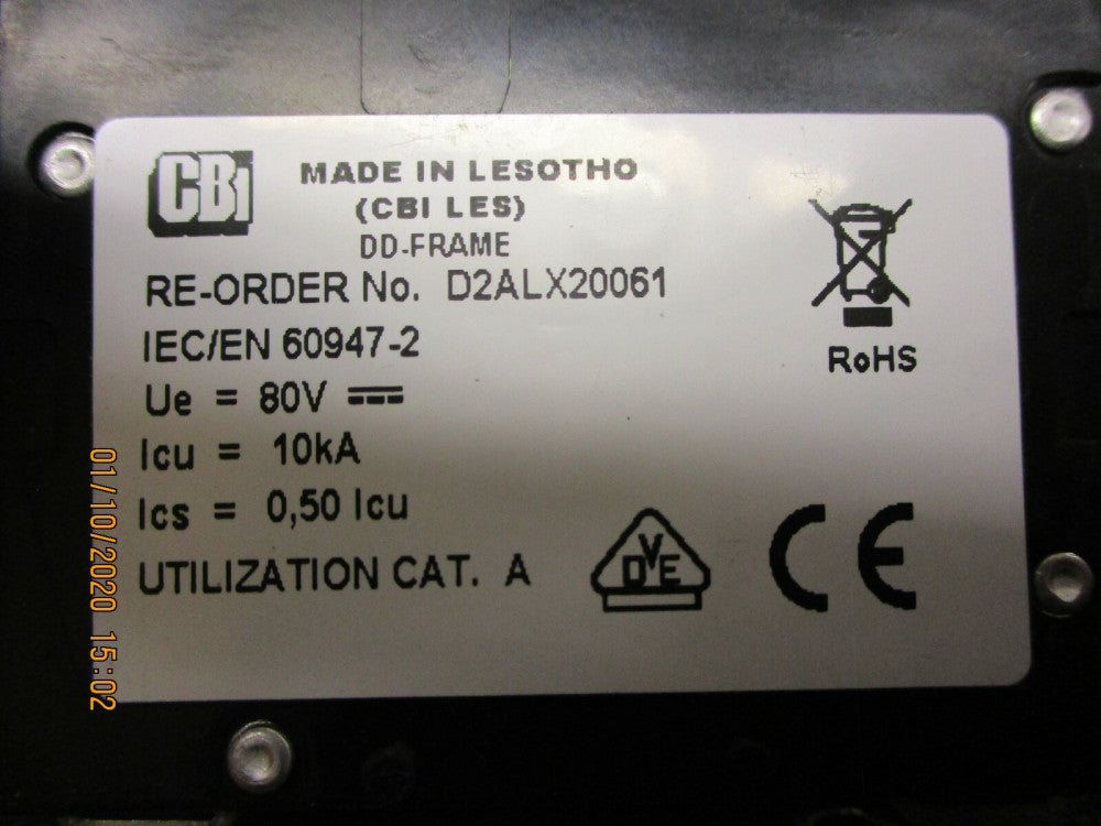 Open BoxCBI Electric,D2ALX20061, 15 Amp 1 Pole 80v Bullet Style Circuit Breaker