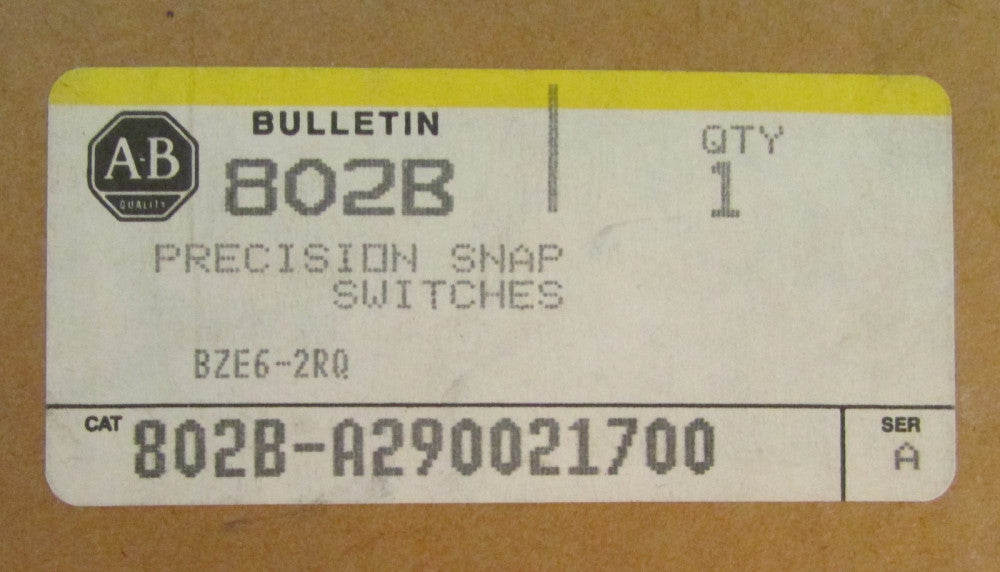 ALLEN BRADLEY 802B A290021700 Precision BZE6 2RQ Snap Switch