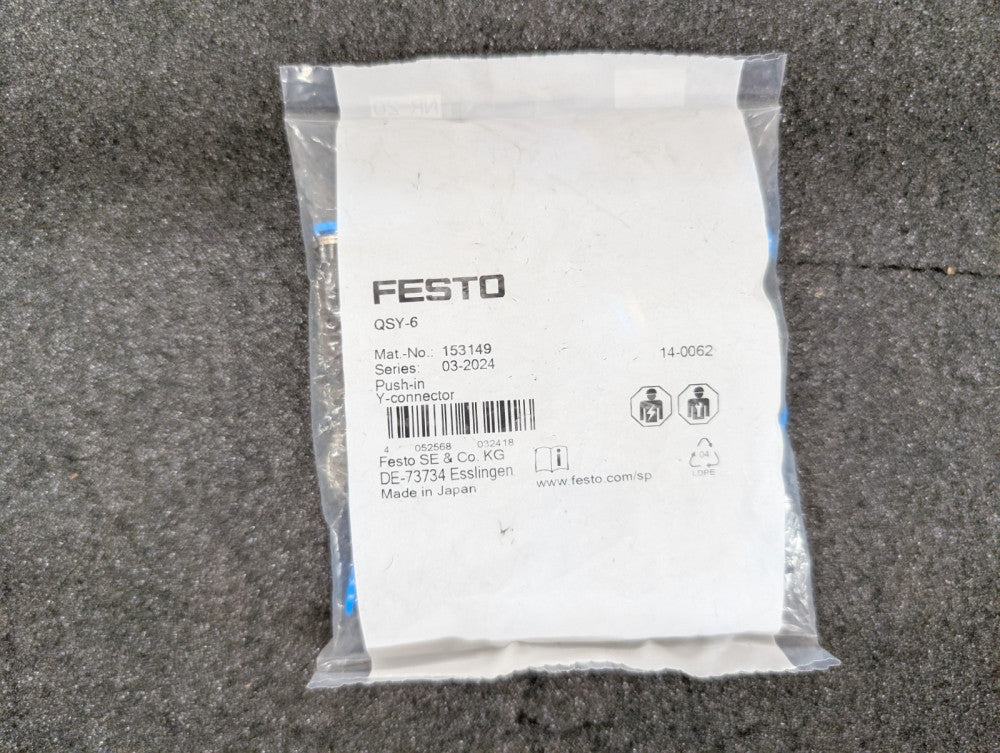 New, Festo, QSY-6, PUSH-IN Y-CONNECTOR - Lot of 10pcs