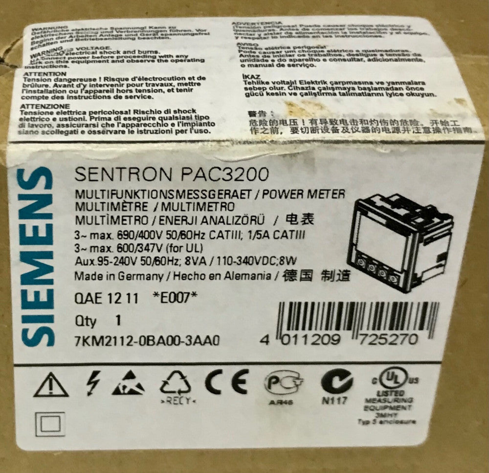 SIEMENS 7KM2112 0BA00 3AA0 SENTRON PAC3200 POWER METER