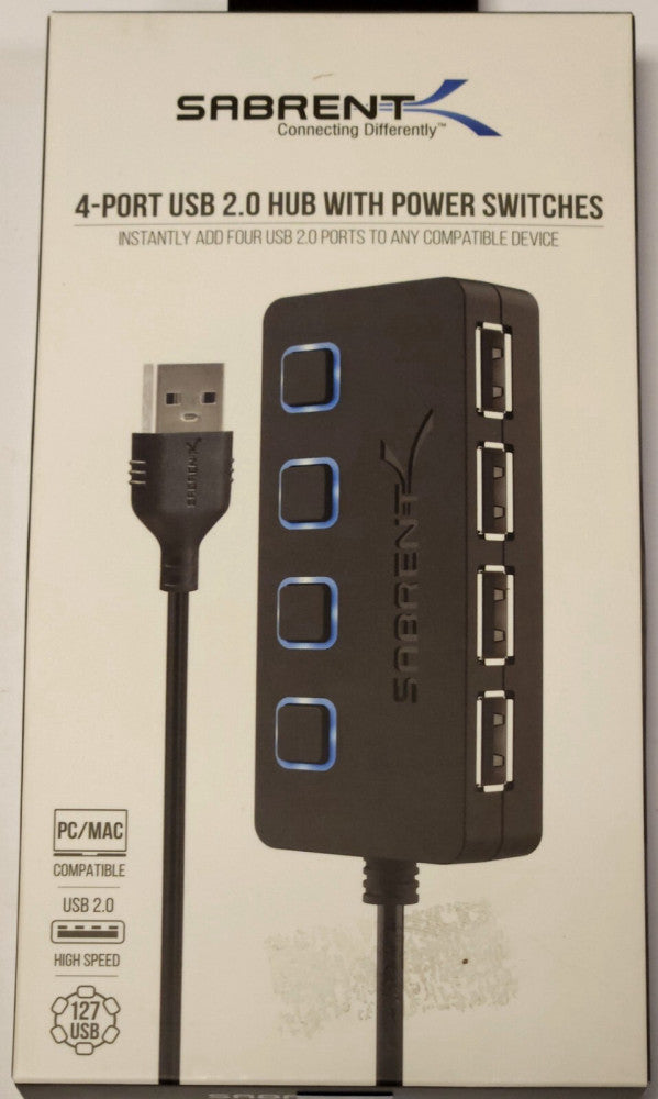 SEALED SABRENT HB UMLS 4 PORT USB 2.0 HUB with Power Switches PC MAC Compatible