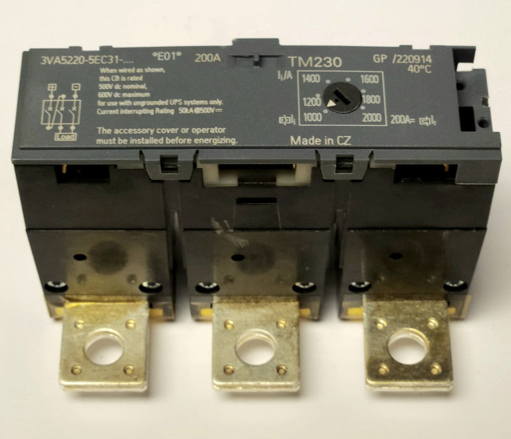 SIEMENS 3VA5220 5EC31 TM230 200 AMP TRIP Unit 3VA5 1000-2000 TRIP Amp GP/220914