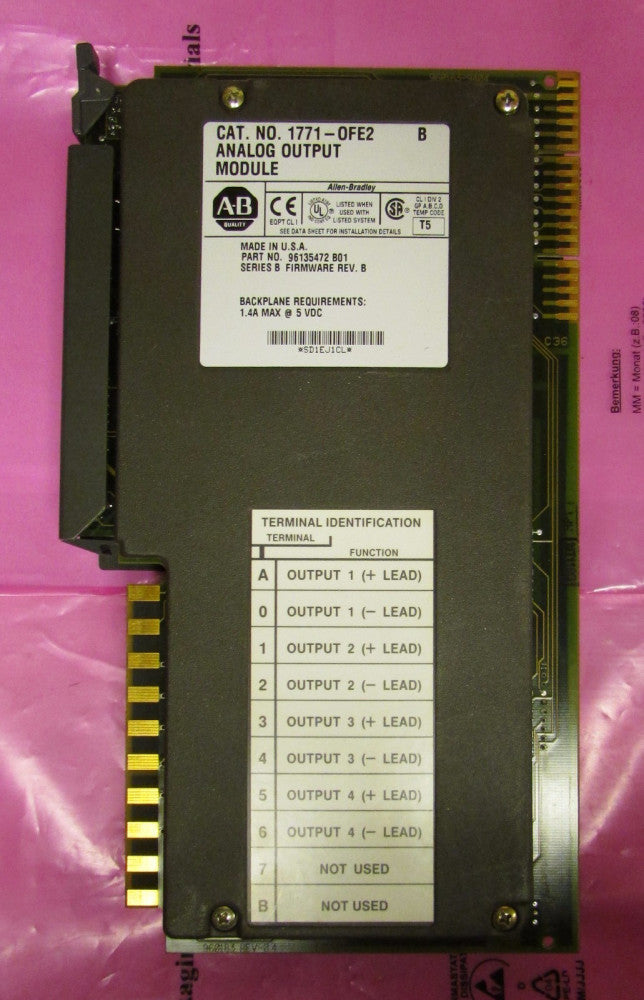 ALLEN BRADLEY 1771 0FE2 Series B 12 Bit Analog Output Module