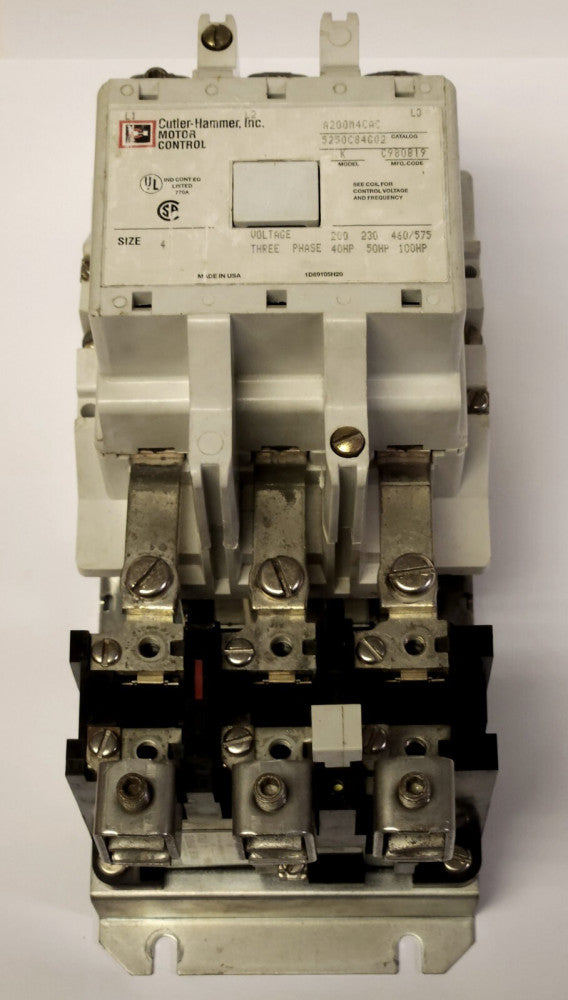 CUTLER HAMMER WESTINGHOUSE A200M4CAC 120 VAC Size 4 A200 Starter Model K