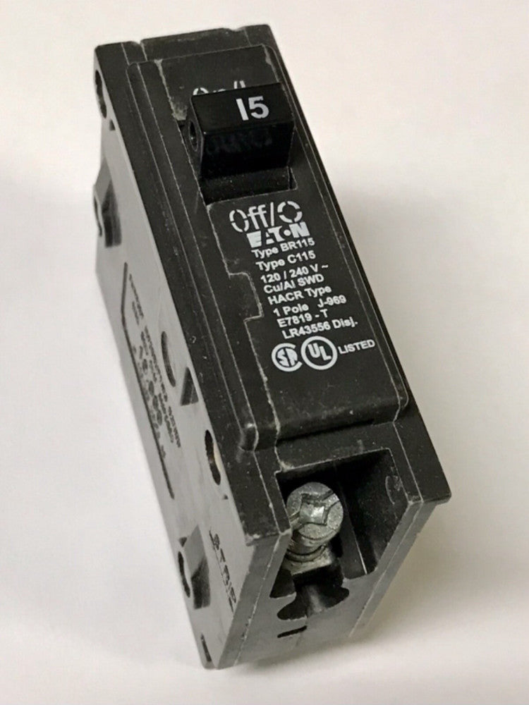 EATON CUTLER HAMMER BR115 Single Pole 15 AMP Type BR Circuit Breaker