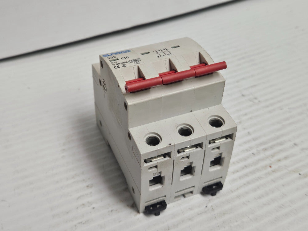 EUROGD CIRCUIT BREAKER SGB C10 3P 3 POLE 10 A AMP 415V - USED