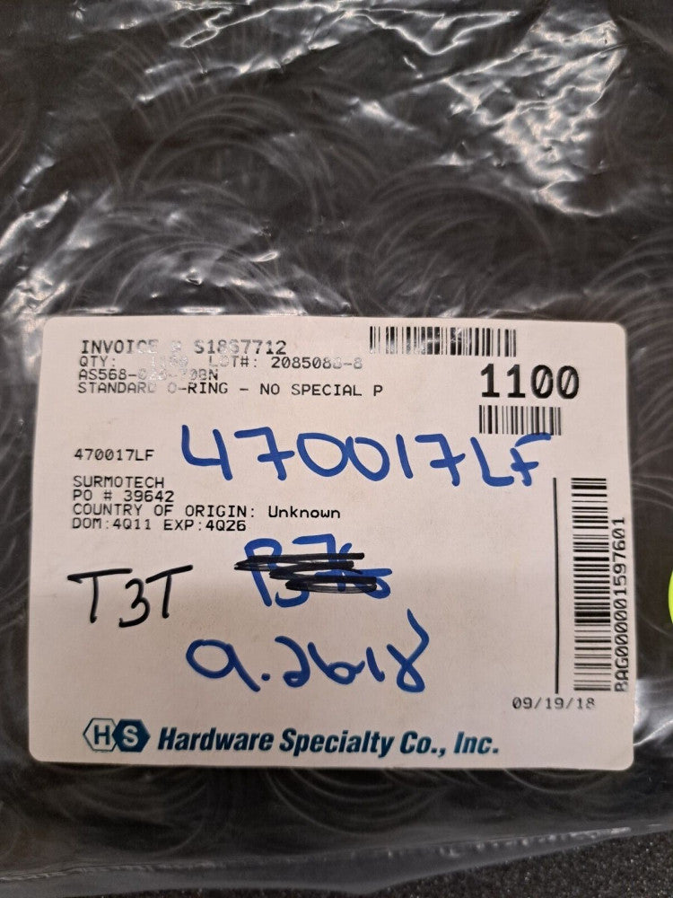 New, Duro, AS568-028-70BN, 1 3/8"IDx1 1/2"ODx1/16"CS STD O RING - Sold as Lot*