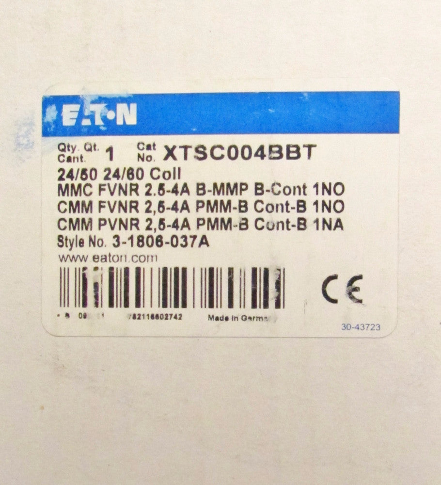 EATON CUTLER HAMMER FVNR MMC Manual Motor Controller 24V 2.5-4 Amp XTSC004BBT