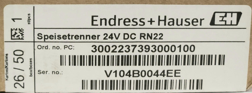 ENDRESS+HAUSER EH RN22 1186/0 Speisetrenner 24 VDC AFGUARD BARRIER ISOLATOR