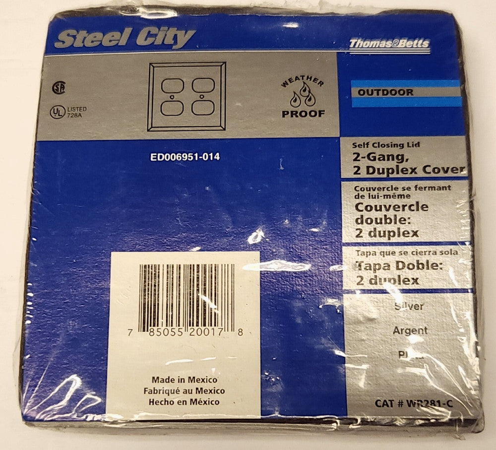 T&B THOMAS & BETTS STEEL CITY WR281 C Outdoor Weatherproof RED DOT Duplex Outlet