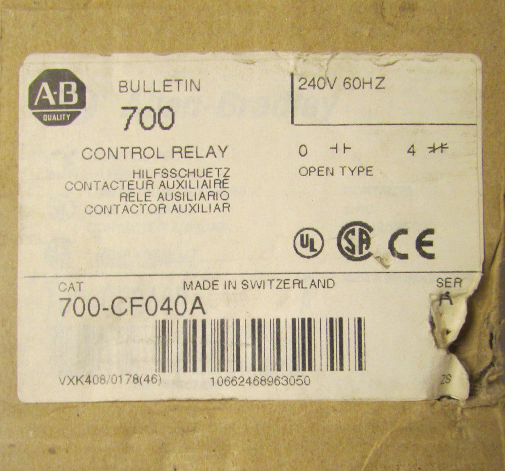 ALLEN BRADLEY Control Relay 220-240V 700 CF040A